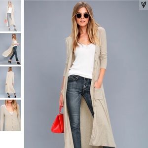 Graceful Ways Light Beige Long Cardigan Sweater